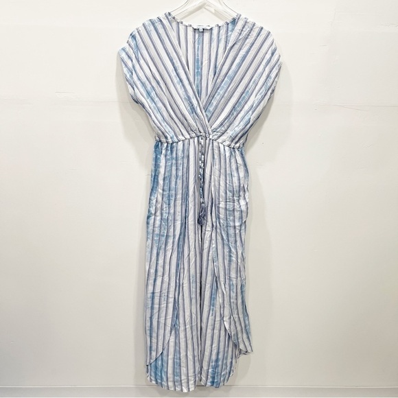 Blue Island Lightweight Tie-Dye Stripe Long Dress Swim Cover Medium - Picture 1 of 11